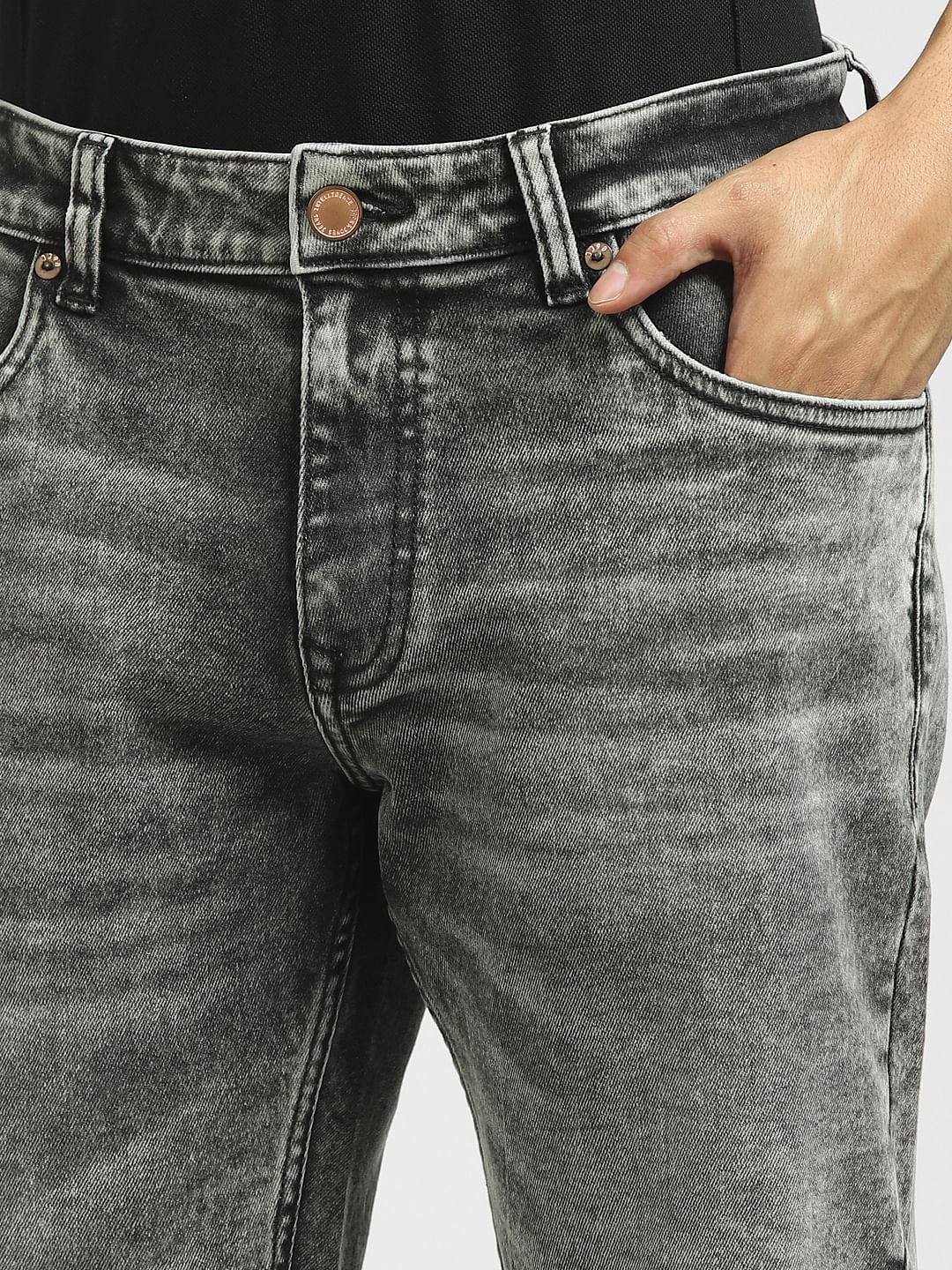Black Low Rise Washed Denim Shorts - Image 5