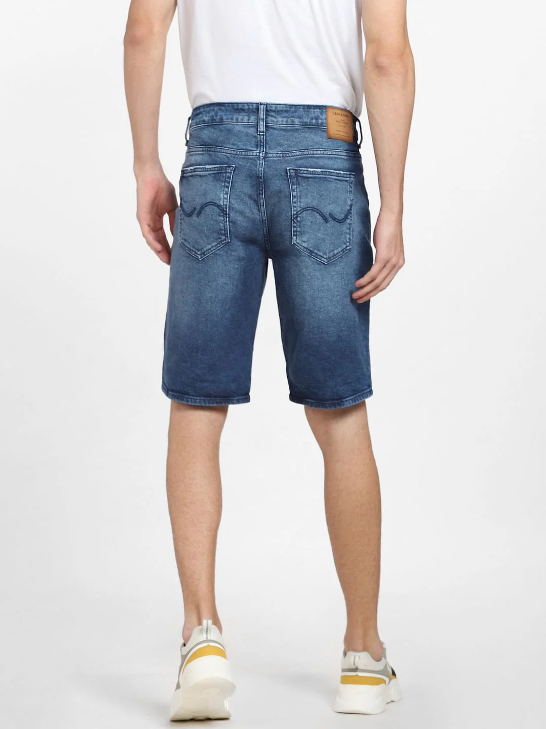 Blue Low Rise Distressed Denim Shorts - Image 4