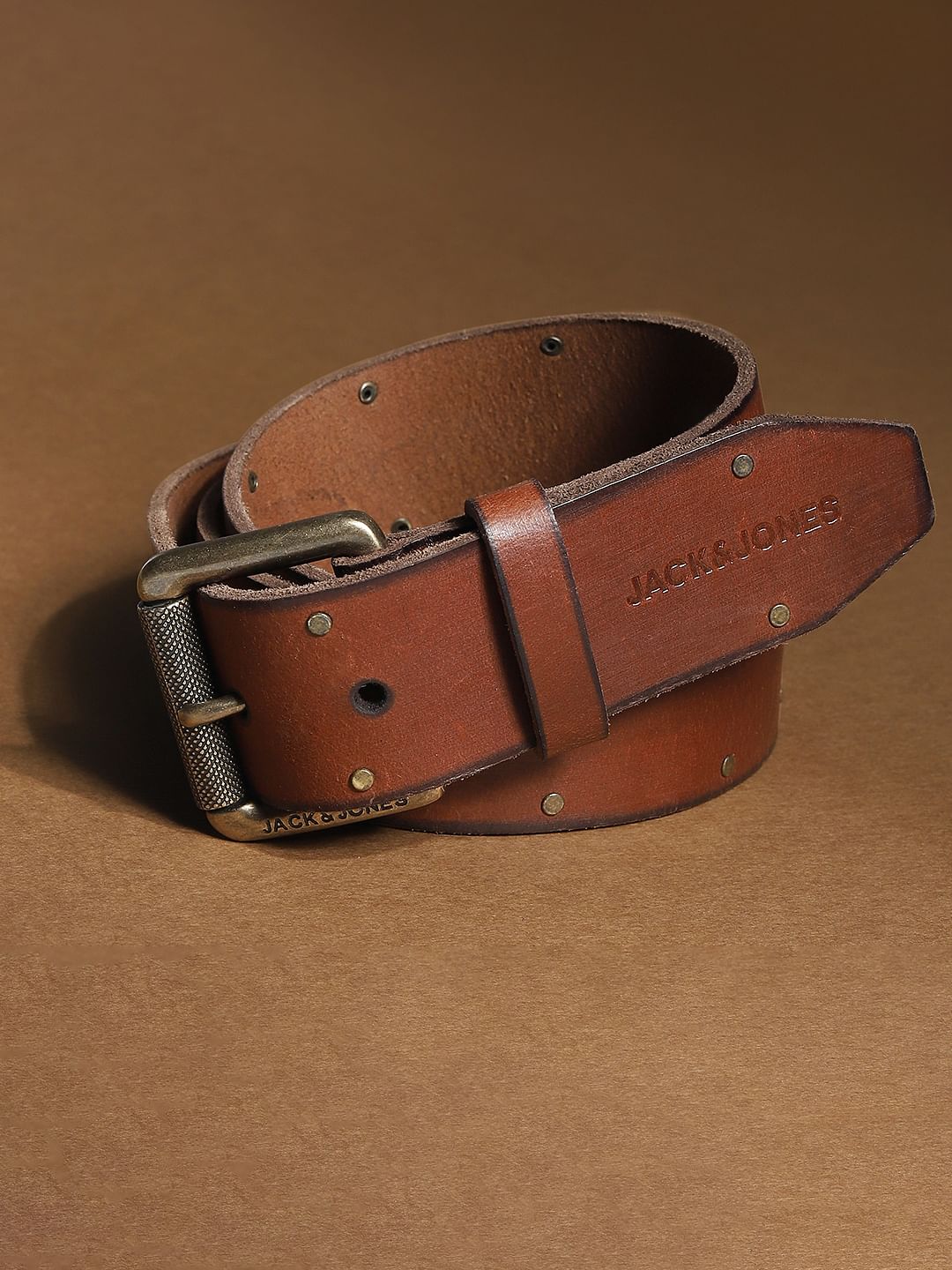 Brown Studded Leather Belt - Image 2