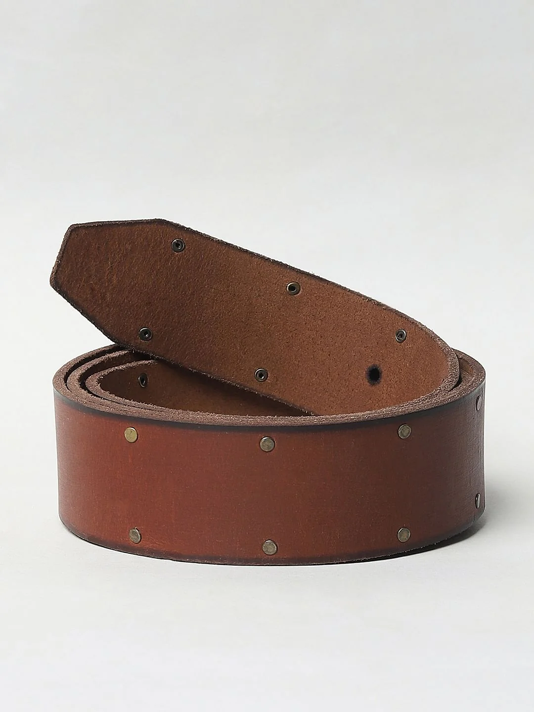 Brown Studded Leather Belt - Image 3