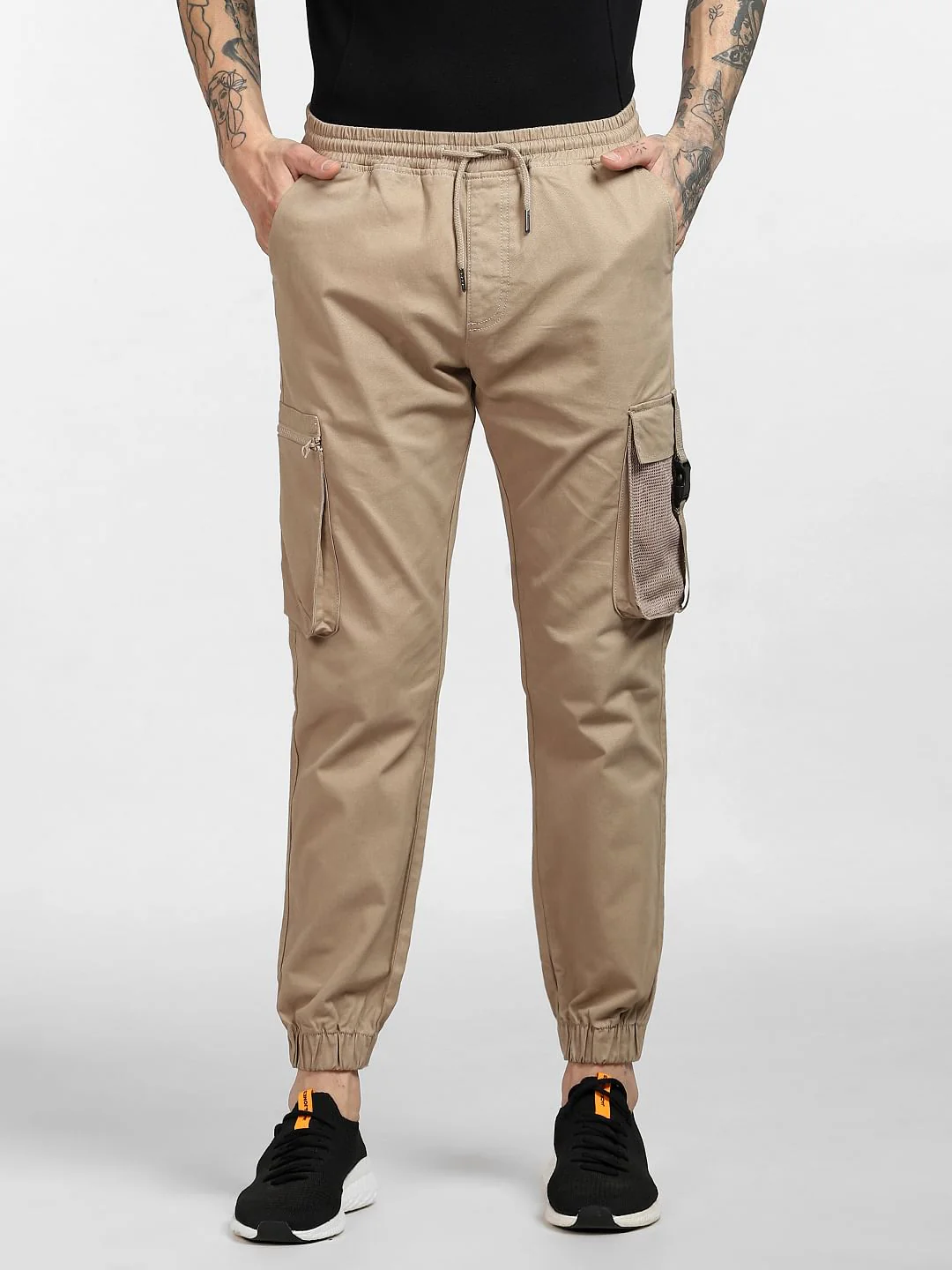 Beige Mid Rise Cargo Pants - Image 2