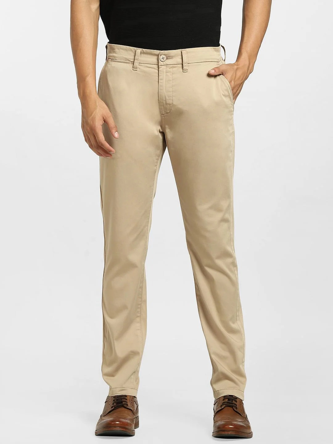 BEIGE LOW RISE REGULAR FIT PANTS - Image 2