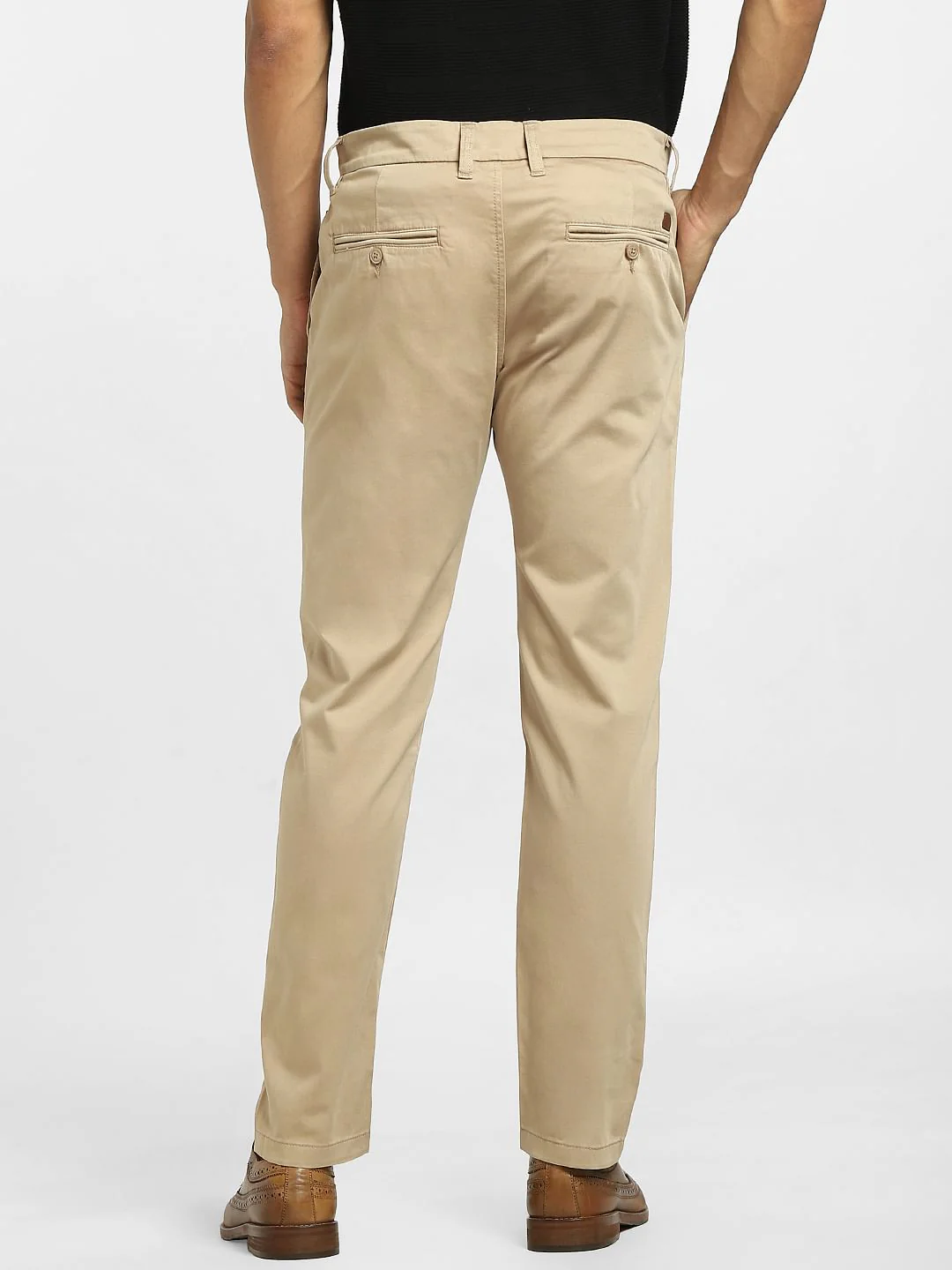 BEIGE LOW RISE REGULAR FIT PANTS - Image 4