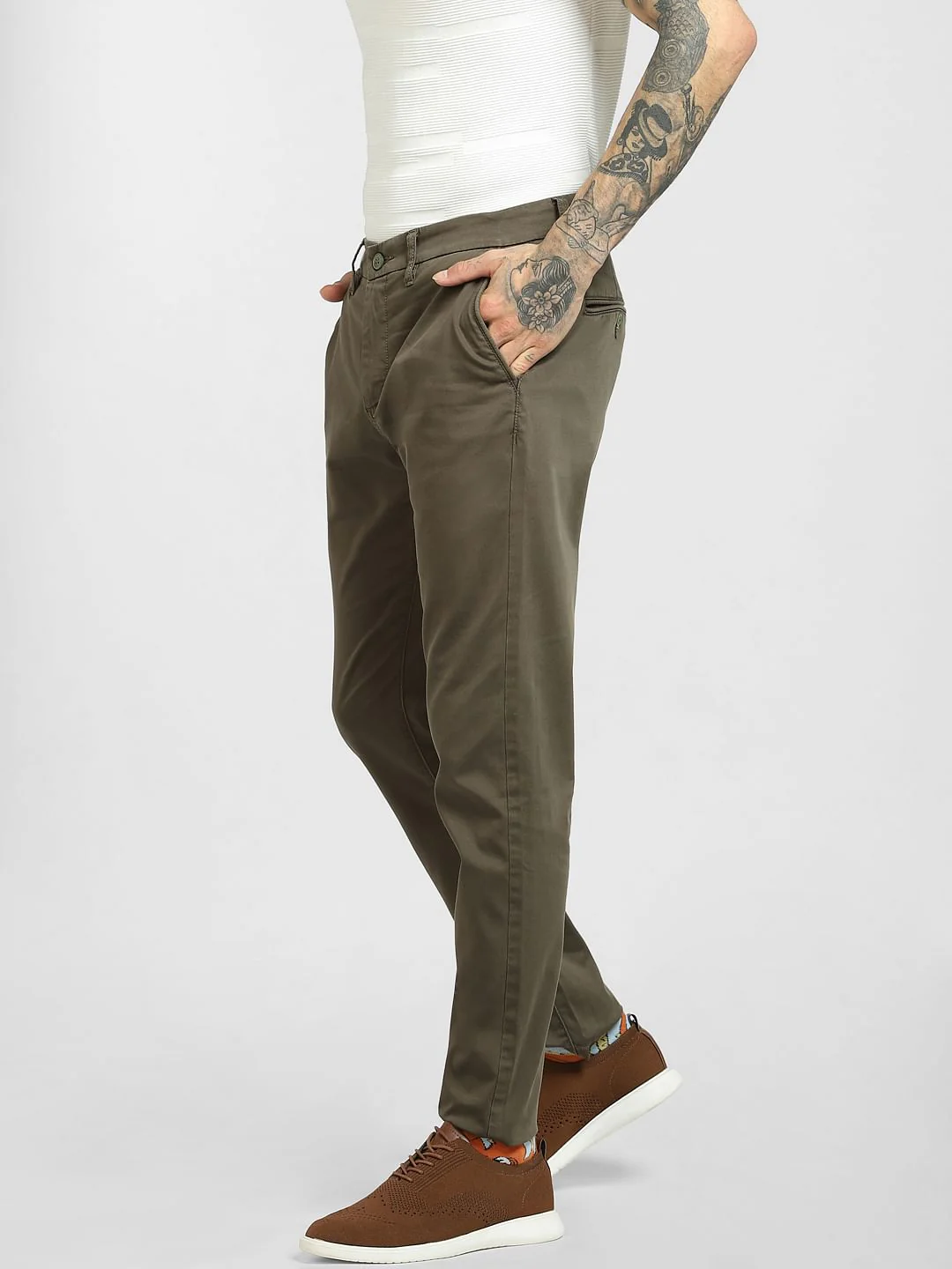 Green Mid Rise Chinos - Image 3