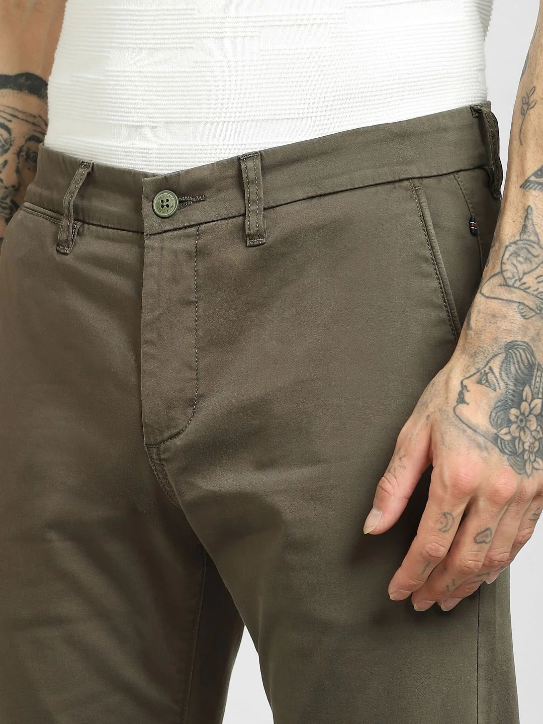 Green Mid Rise Chinos - Image 5