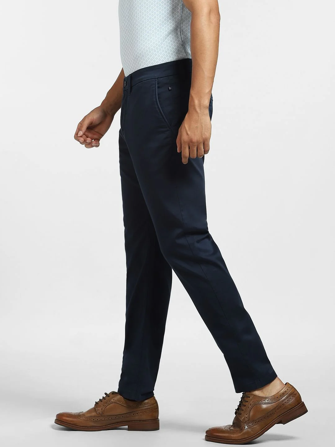 Navy Blue Mid Rise Regular Fit Pants - Image 3