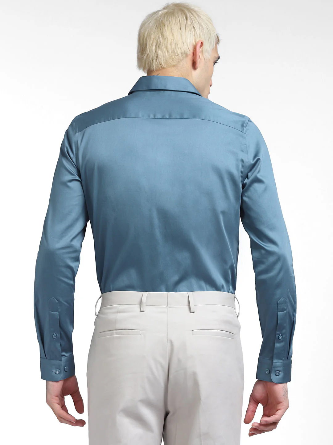 Blue Slim Fit Full Sleeves Shirt - Image 4