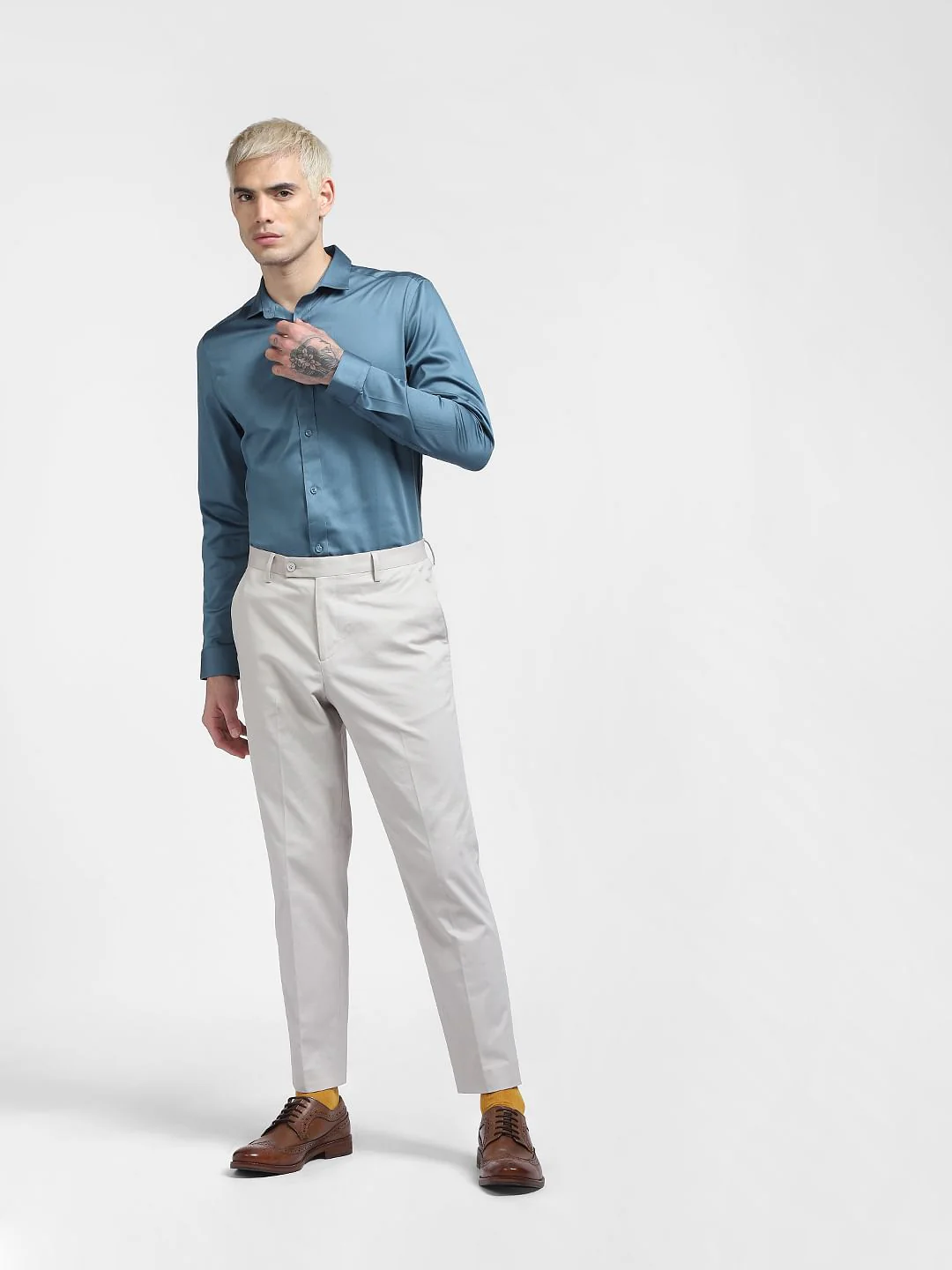Blue Slim Fit Full Sleeves Shirt - Image 6