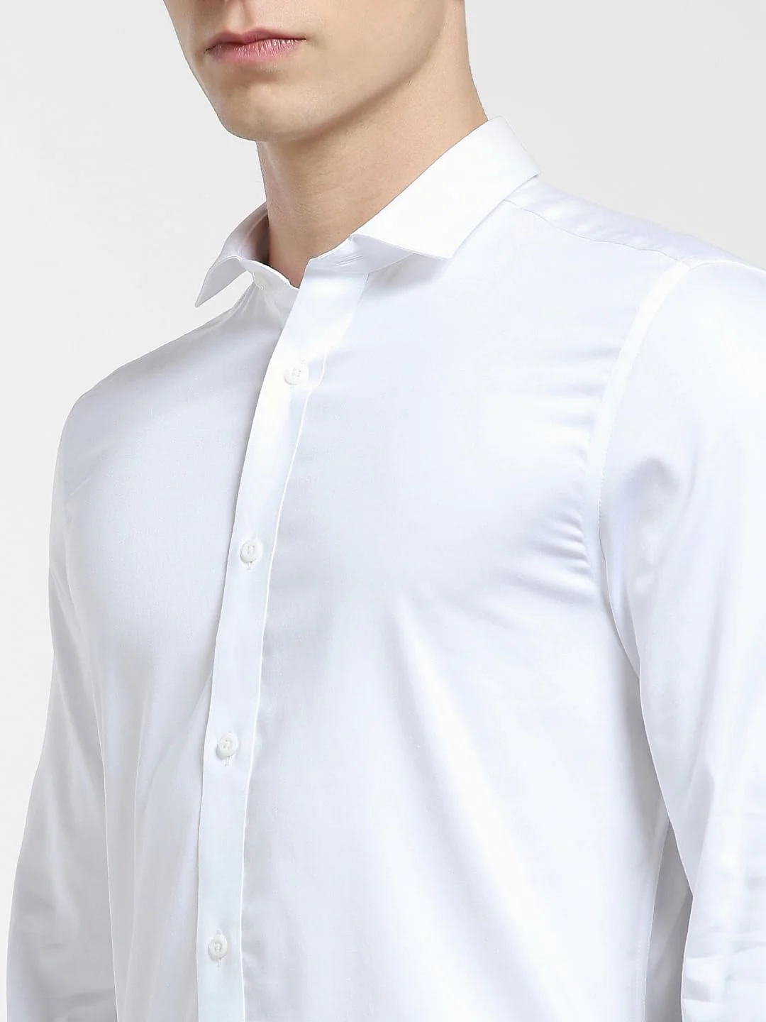Cotton Stretch Slim Fit Shirt - White - Image 5
