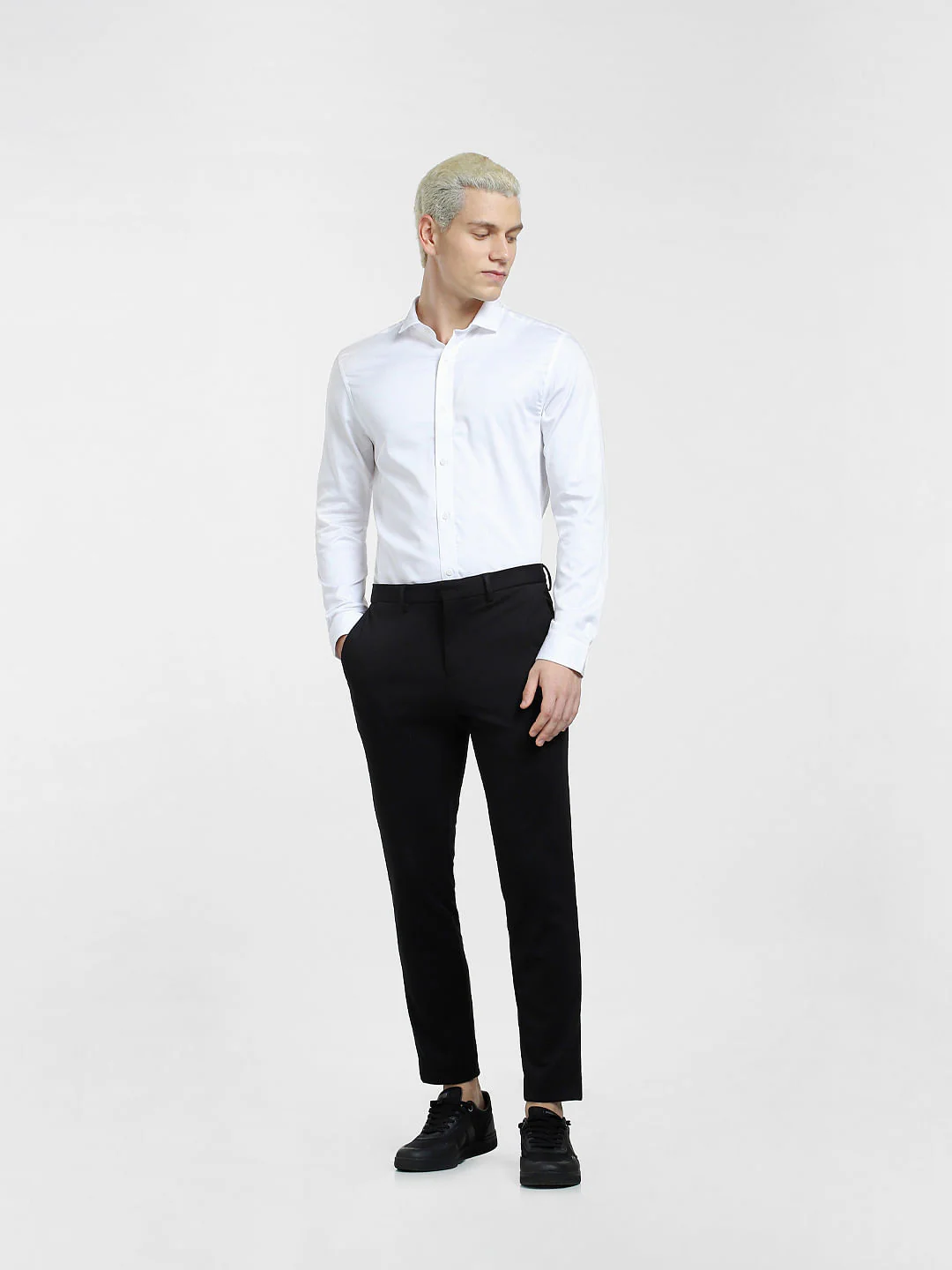 Cotton Stretch Slim Fit Shirt - White - Image 6