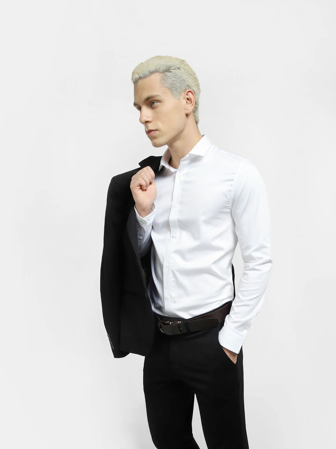 Cotton Stretch Slim Fit Shirt - White - Image 7