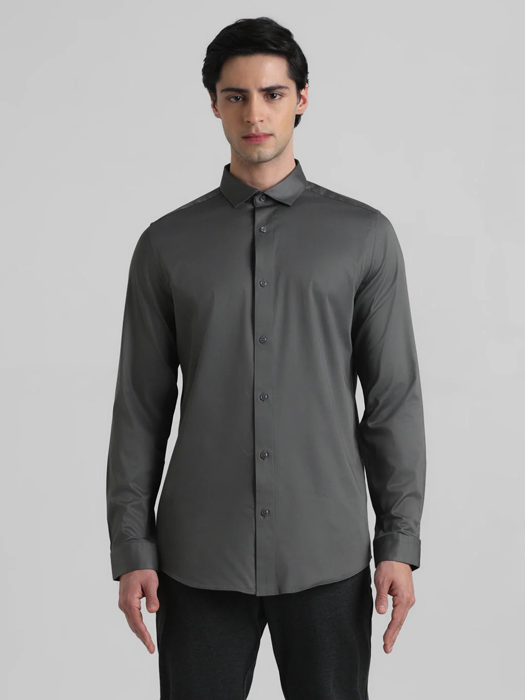 Cotton Stretch Slim Fit Shirt - Green - Image 8