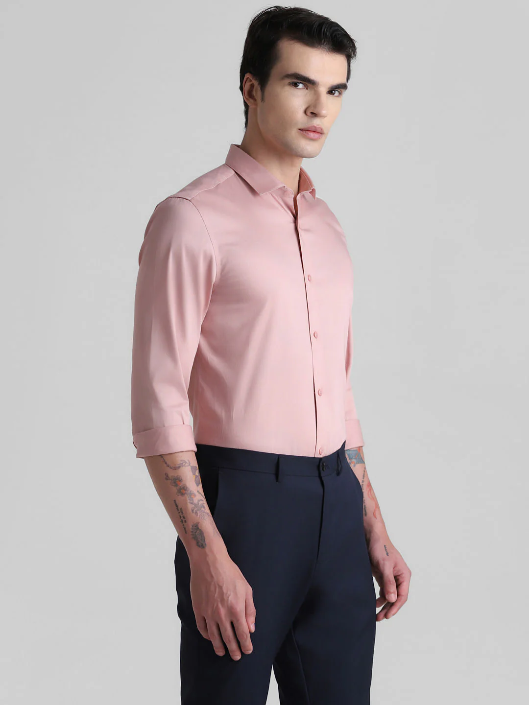 Pink Full Sleeves Solid Shirt - Image 3