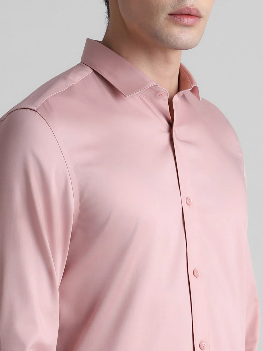 Pink Full Sleeves Solid Shirt - Image 5
