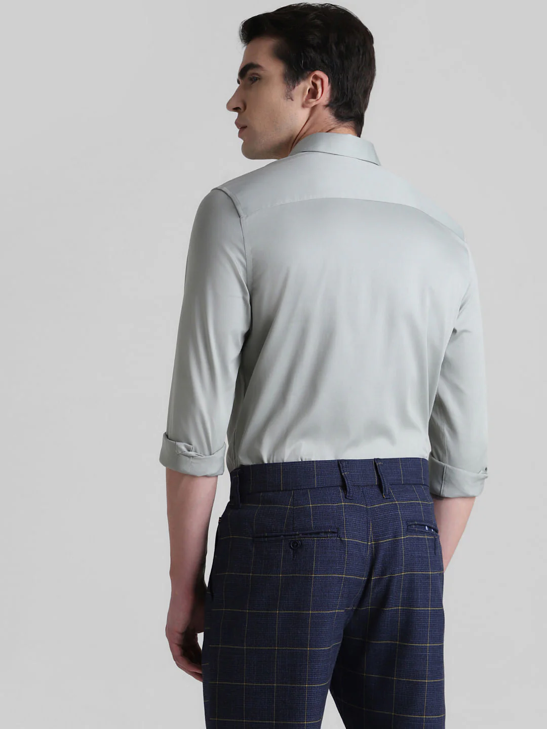 Grey Full Sleeves Solid Shirt - Image 4