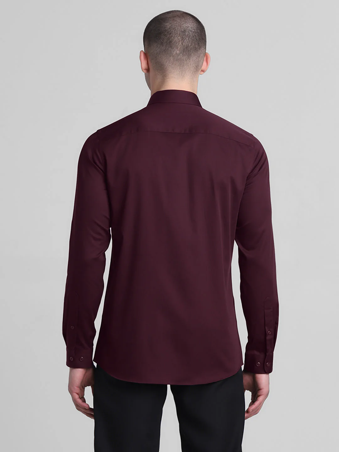 Cotton Stretch Slim Fit Shirt - Red - Image 9