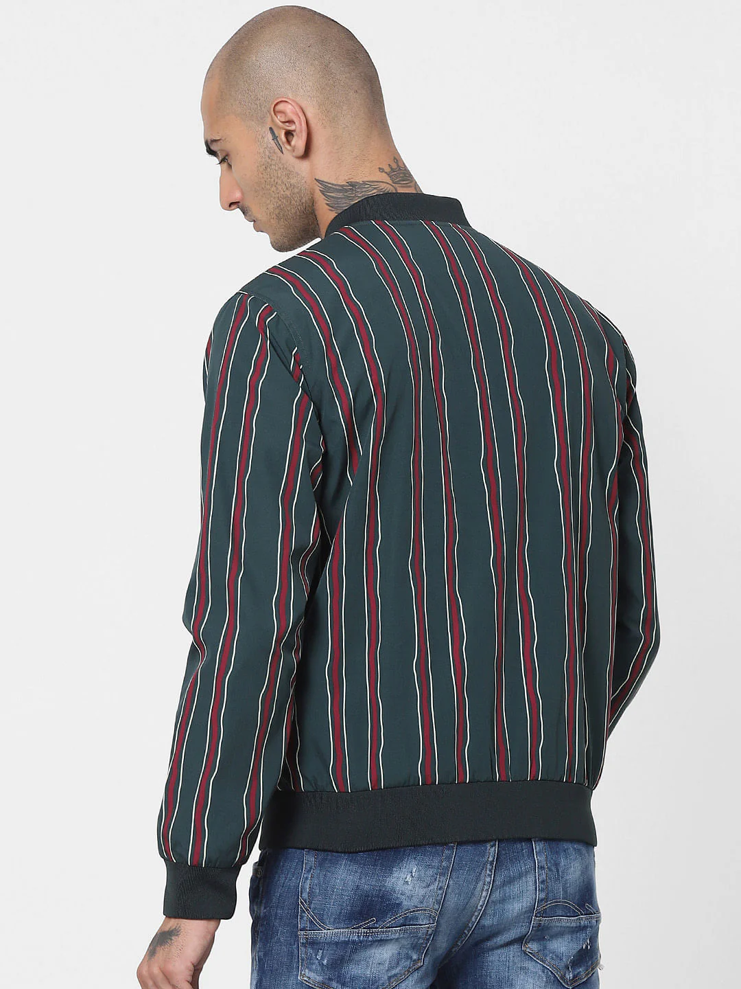 Green Striped Bomber Jacket - Image 4
