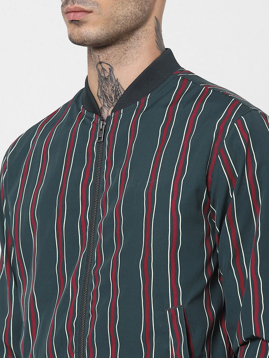 Green Striped Bomber Jacket - Image 5