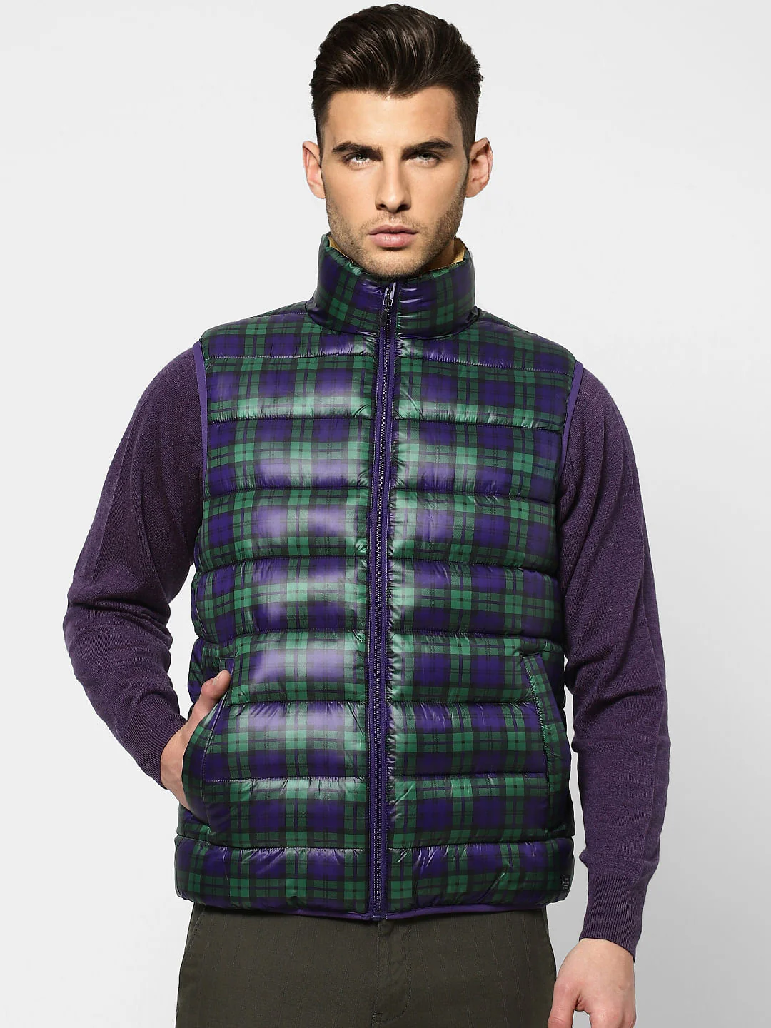 Green Check Puffer Jacket - Image 2