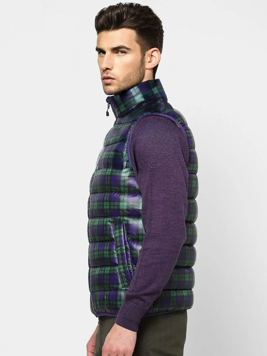 Green Check Puffer Jacket - Image 3