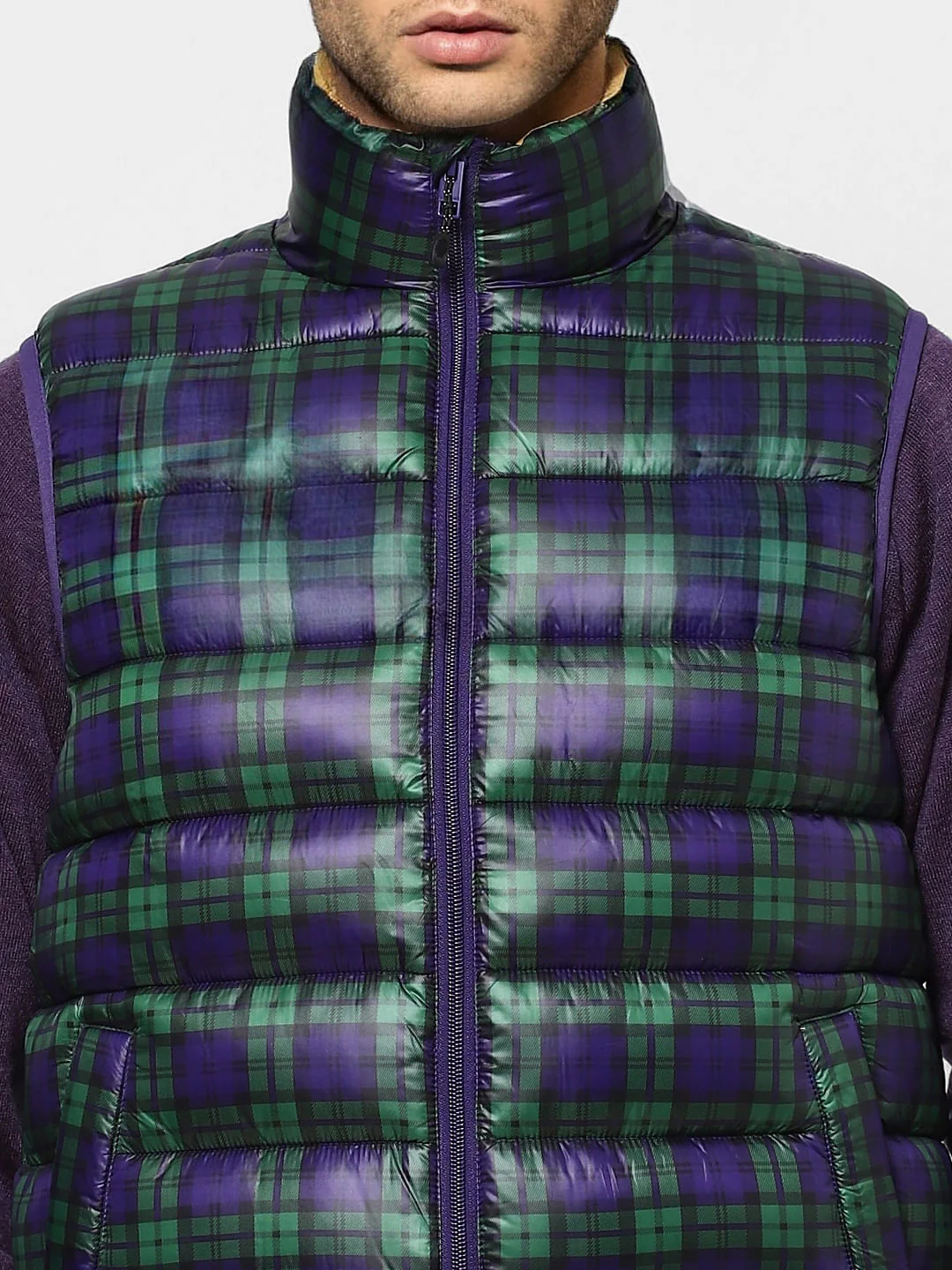Green Check Puffer Jacket - Image 5
