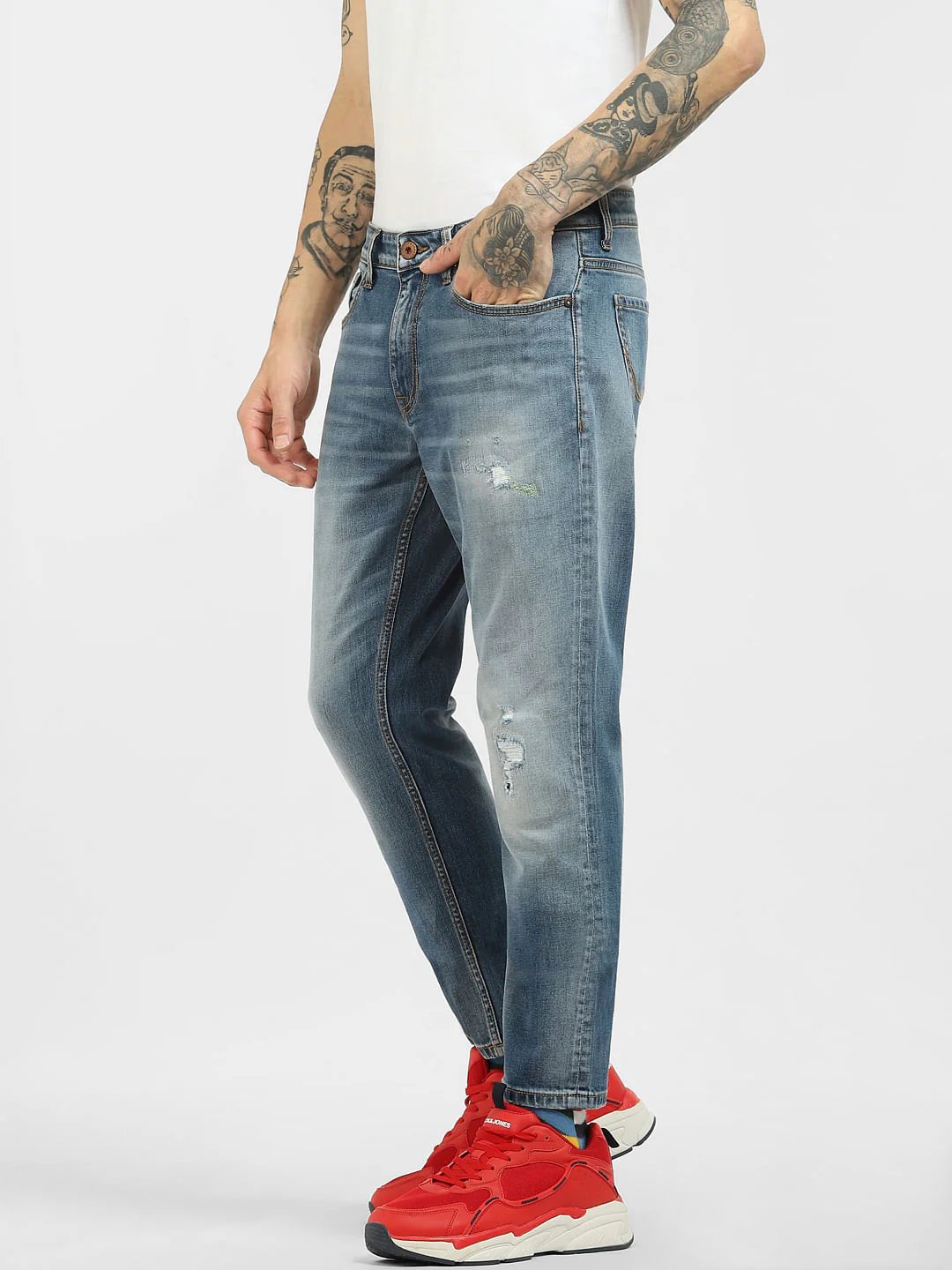 Blue Low Rise Washed Glenn Slim Jeans - Image 3