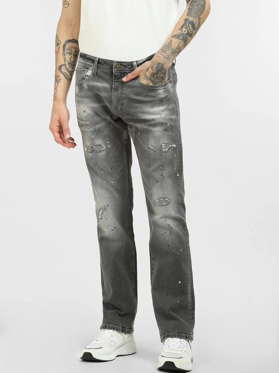 Black Mid Rise Faded Regular Fit Jeans - Image 2