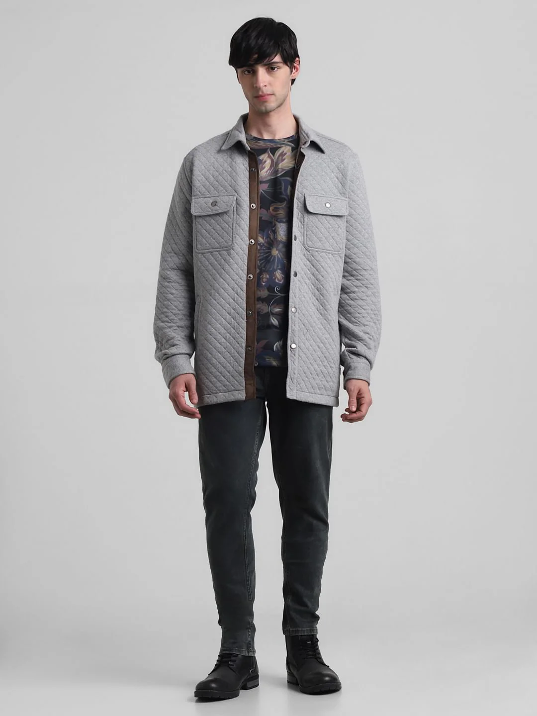 Light Grey Textured Oversized Shacket - Image 6