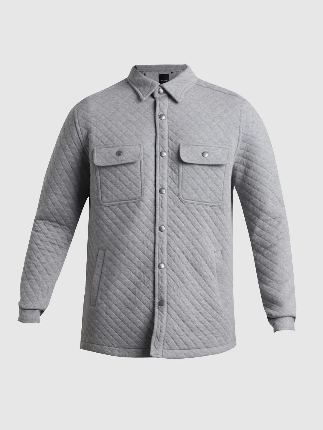 Light Grey Textured Oversized Shacket - Image 7