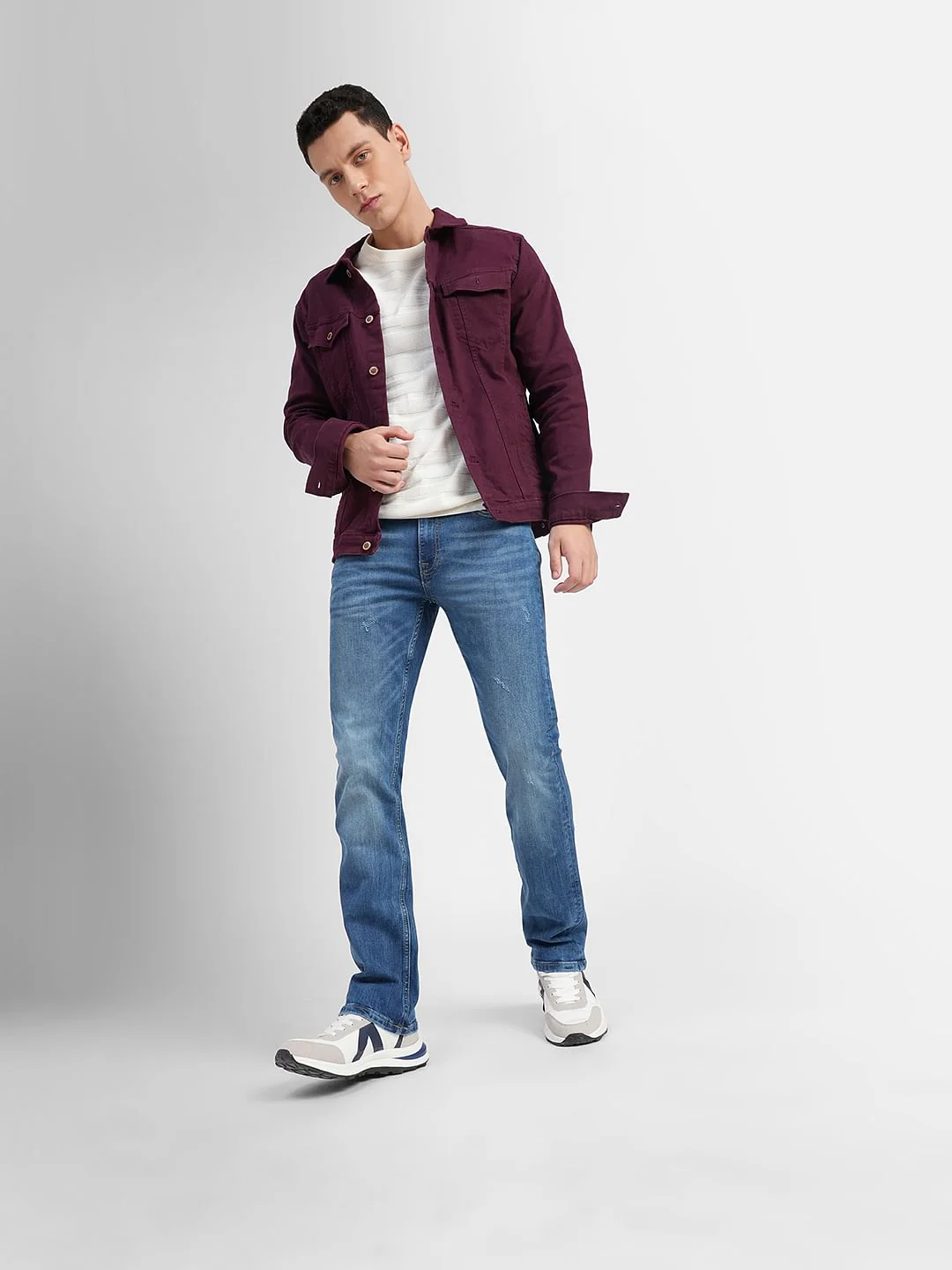 Light Blue Mid Rise Clark Straight Fit Jeans