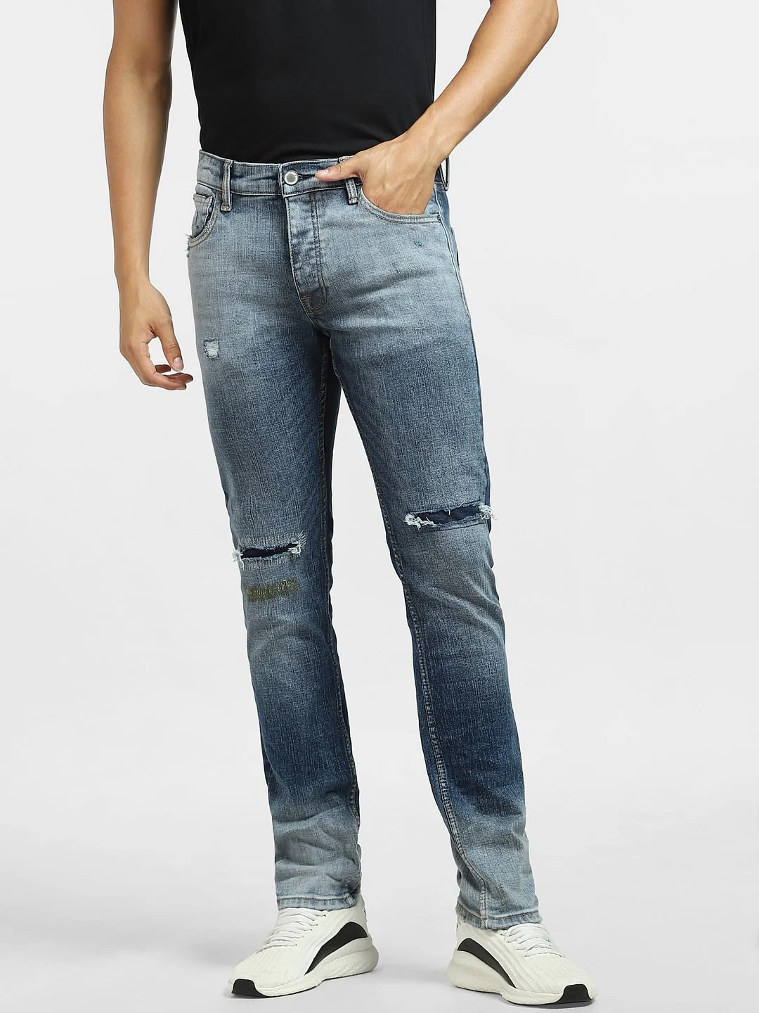 Blue Low Rise Ripped Glenn Slim Jeans - Image 2