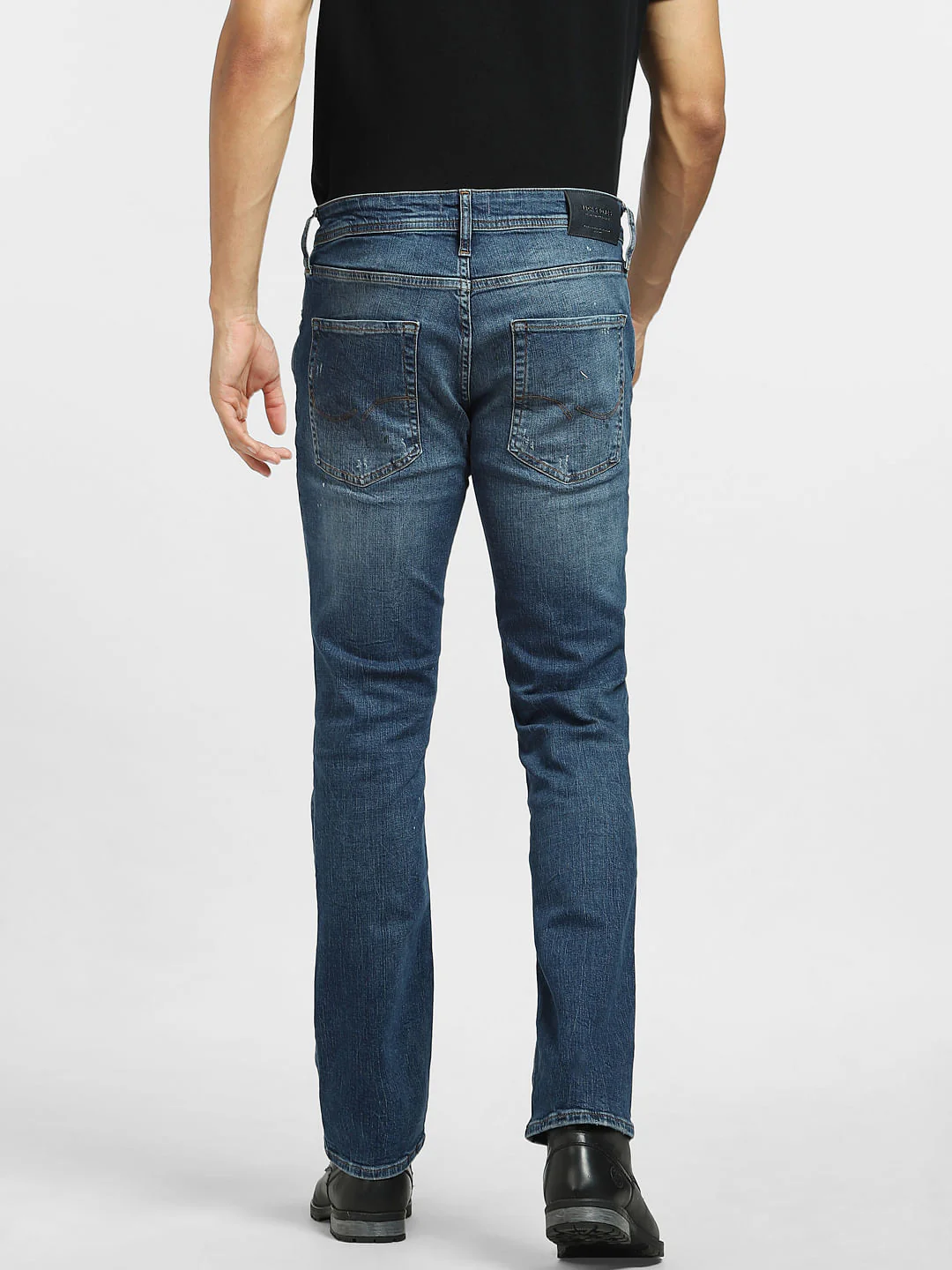 Blue Mid Rise Distressed Clark Straight Jeans - Image 4