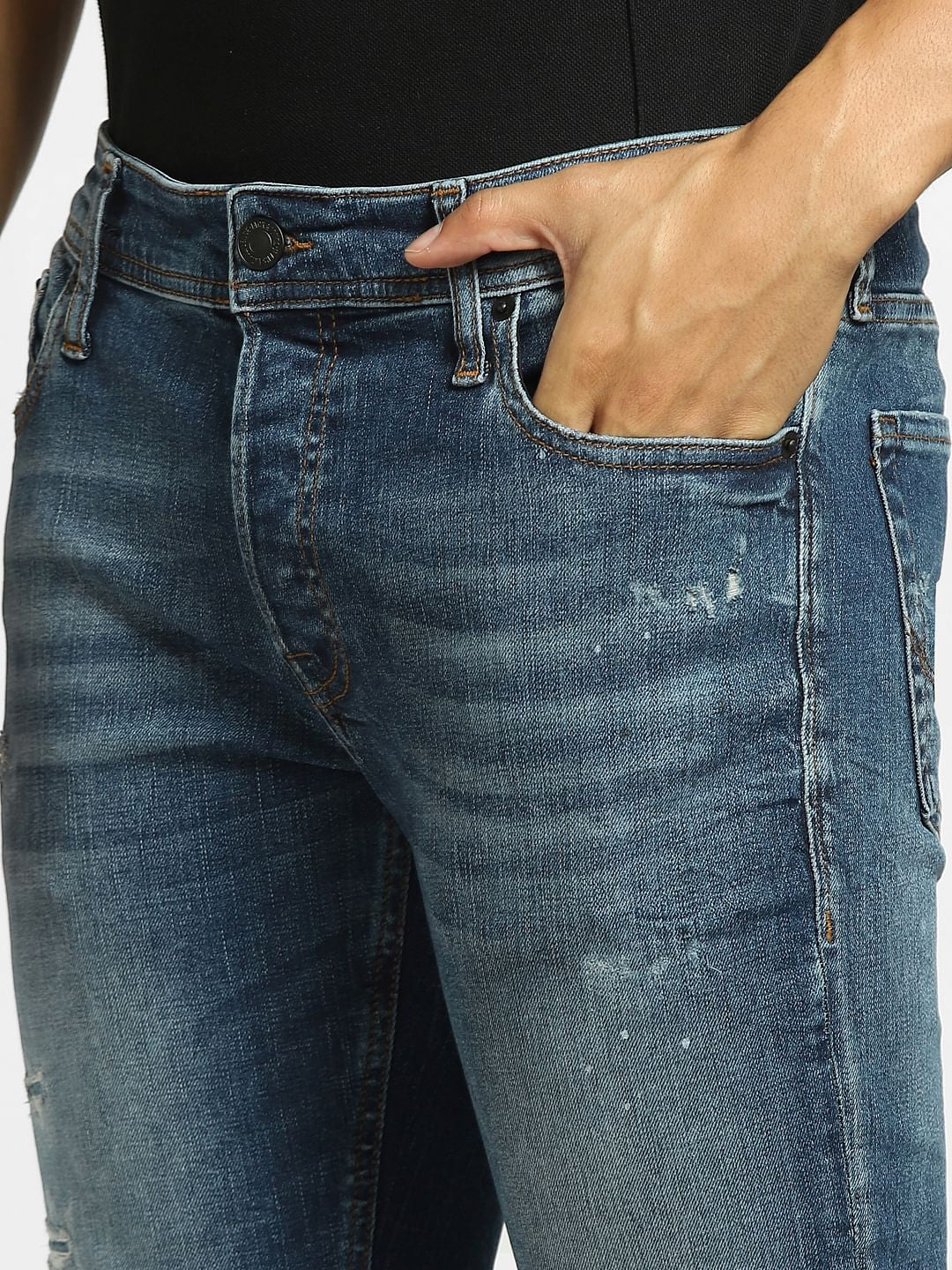 Blue Low Rise Ripped Glenn Slim Jeans - Image 5