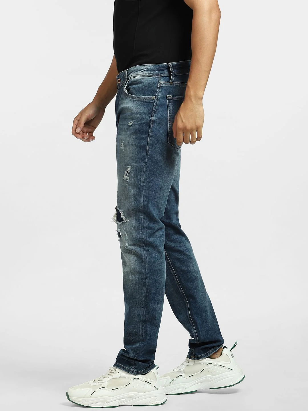 Dark Blue Low Rise Ripped Ben Skinny Jeans - Image 3