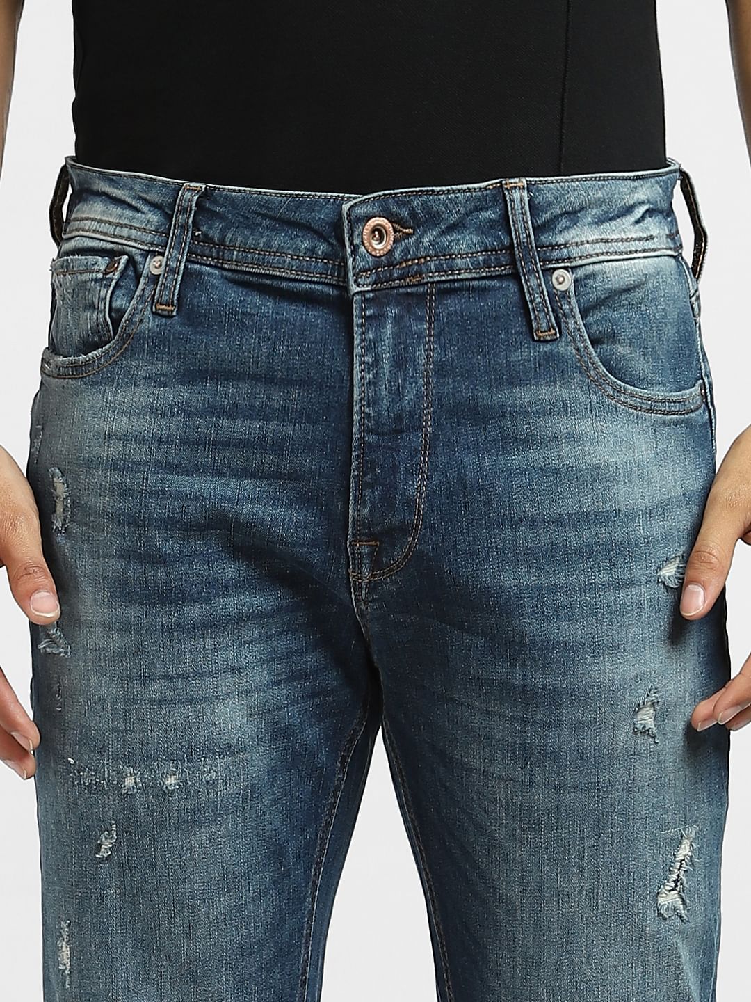 Dark Blue Low Rise Ripped Ben Skinny Jeans - Image 5