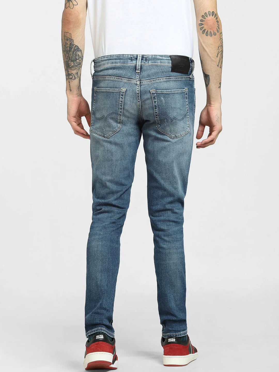 Light Blue Low Rise Distressed Slim Jeans - Image 4