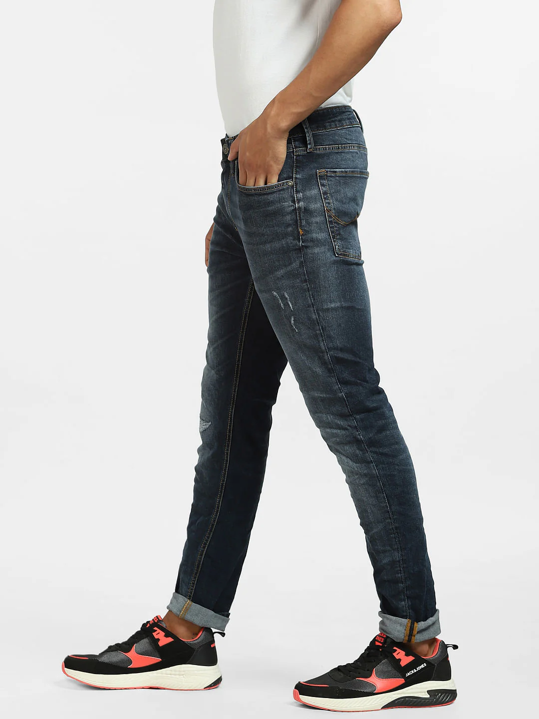 Dark Blue Low Rise Distressed Skinny Jeans - Image 3