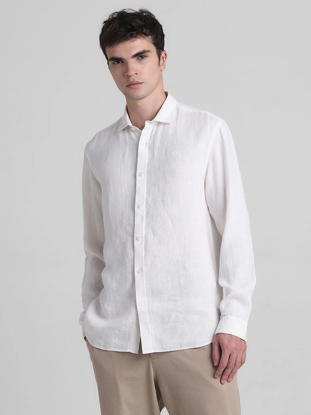 White Linen Full Sleeves Shirt - Image 2