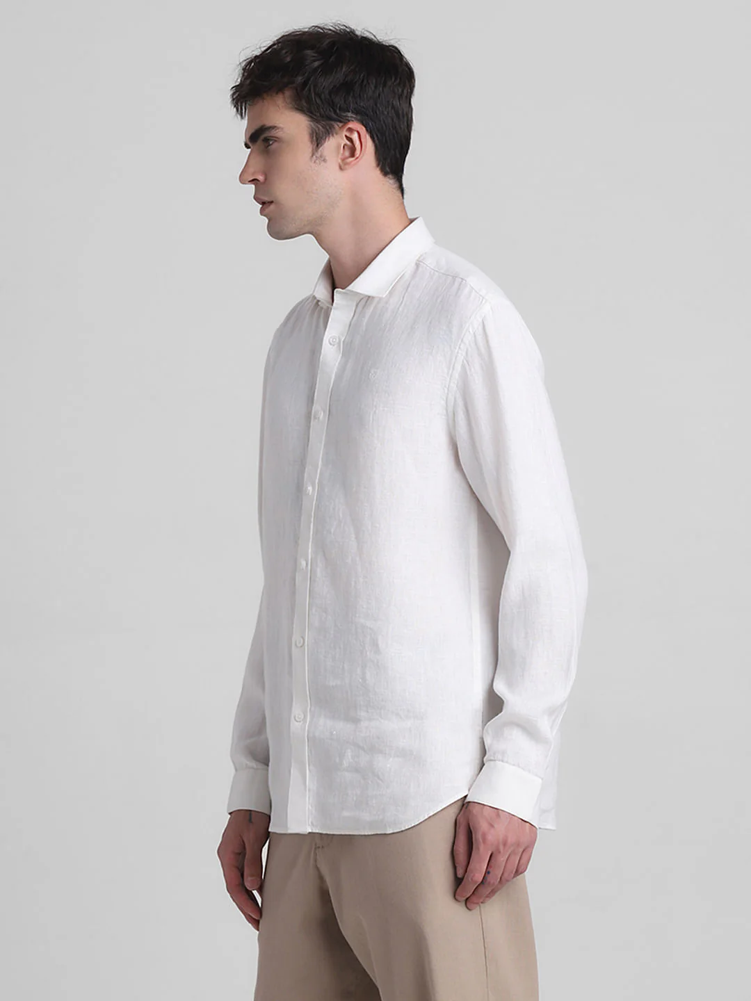 White Linen Full Sleeves Shirt - Image 3