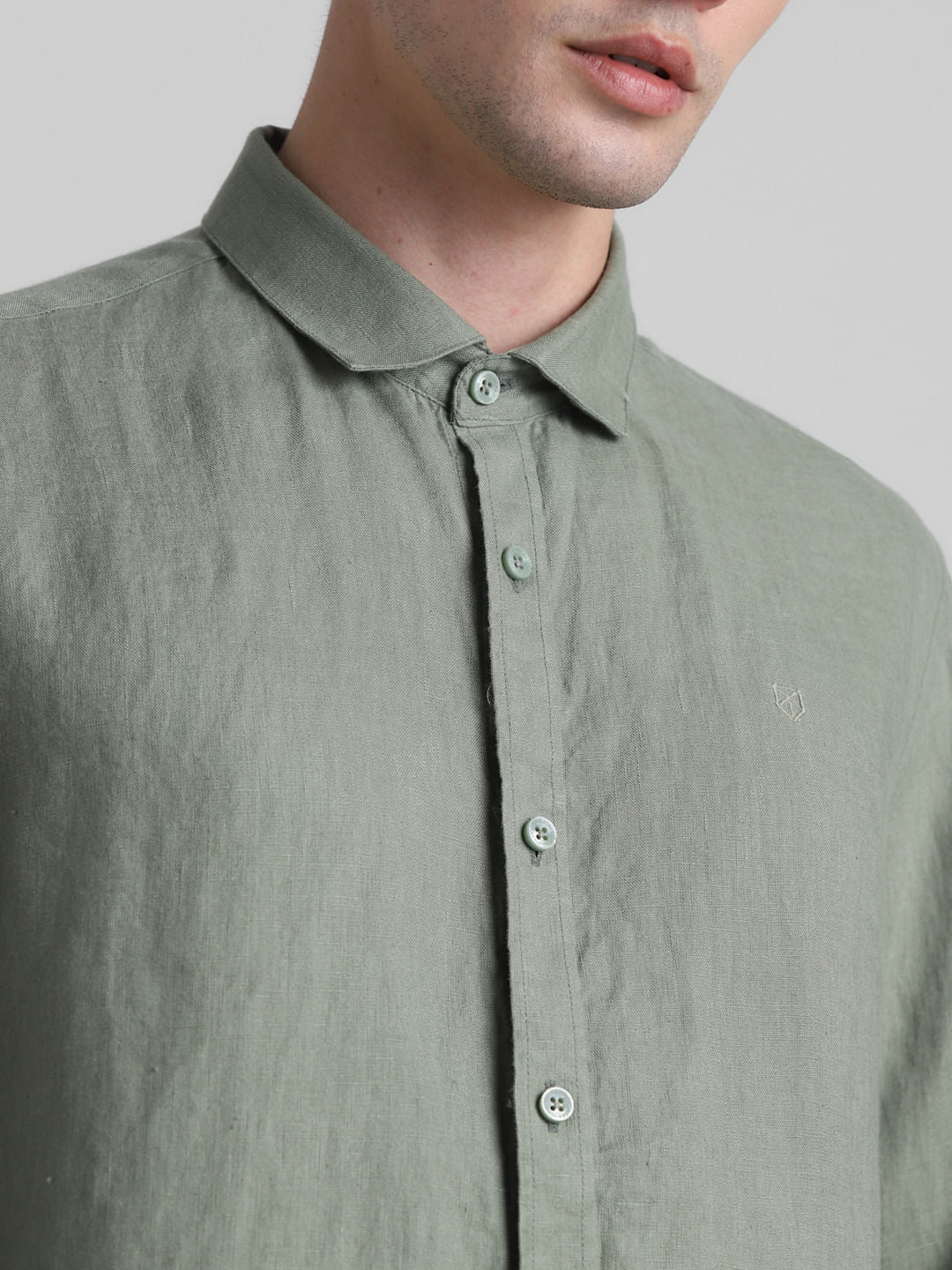 Green Linen Full Sleeves Shirt - Image 5