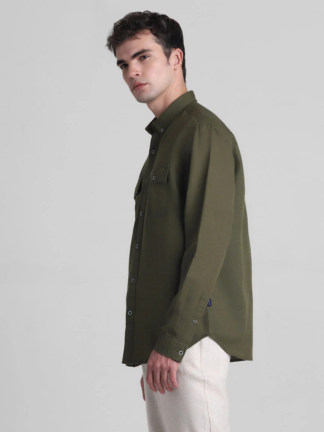 Green Slim Fit Full Sleeves Shirt - Image 3