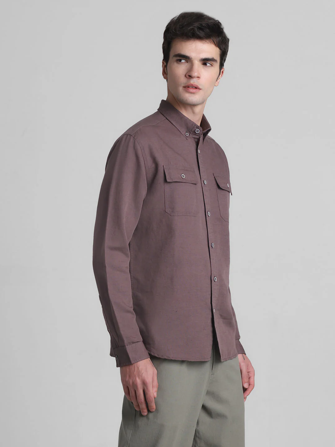 Light Brown Slim Fit Full Sleeves Shirt - Image 3