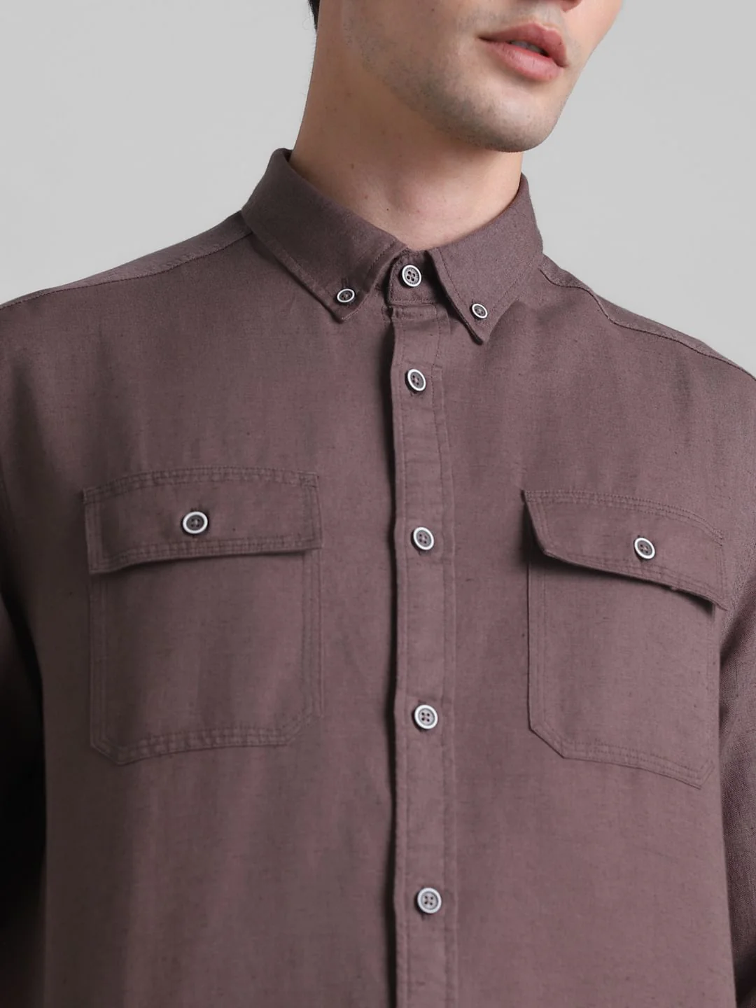 Light Brown Slim Fit Full Sleeves Shirt - Image 5