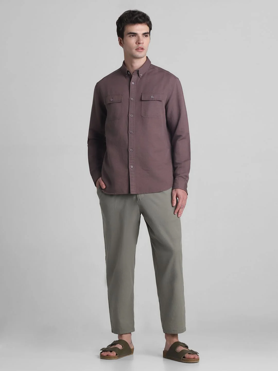 Light Brown Slim Fit Full Sleeves Shirt - Image 6