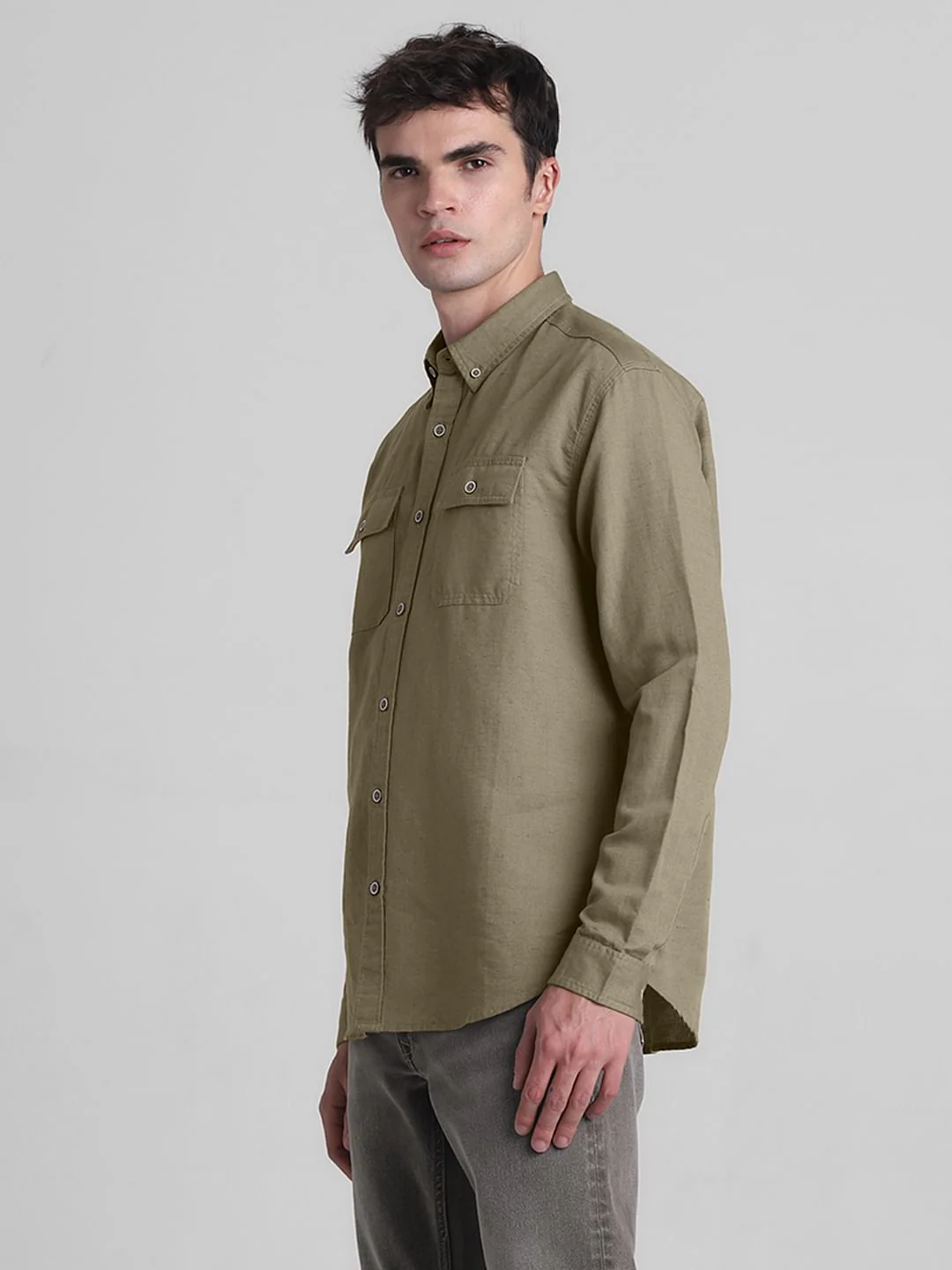 Brown Linen Full Sleeves Shirt - Image 3