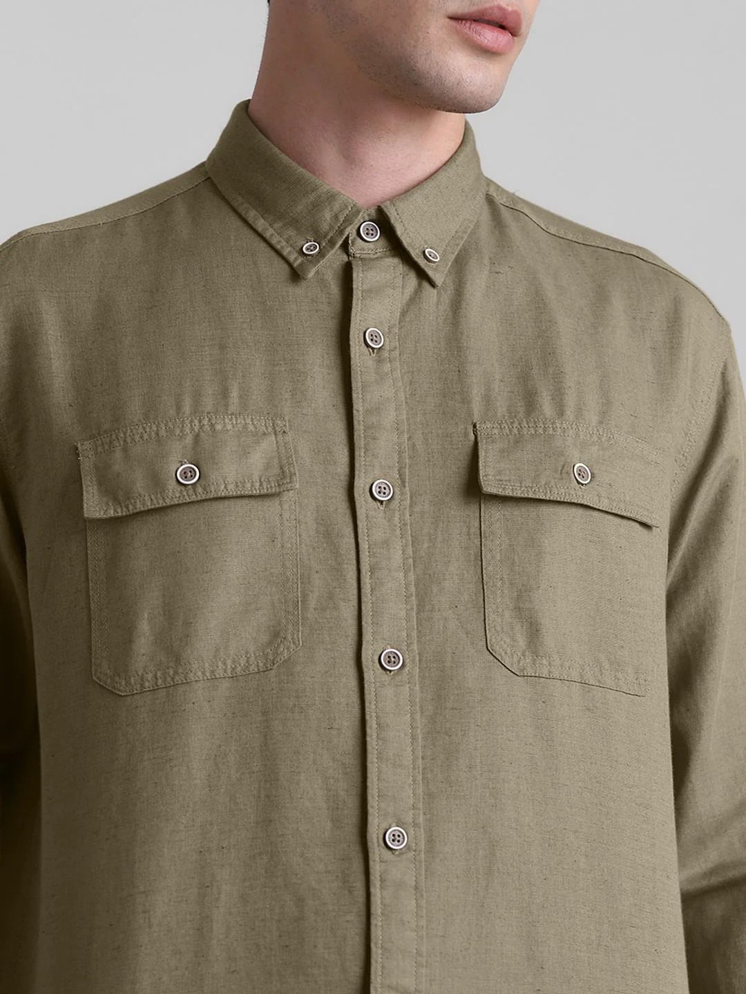 Brown Linen Full Sleeves Shirt - Image 5