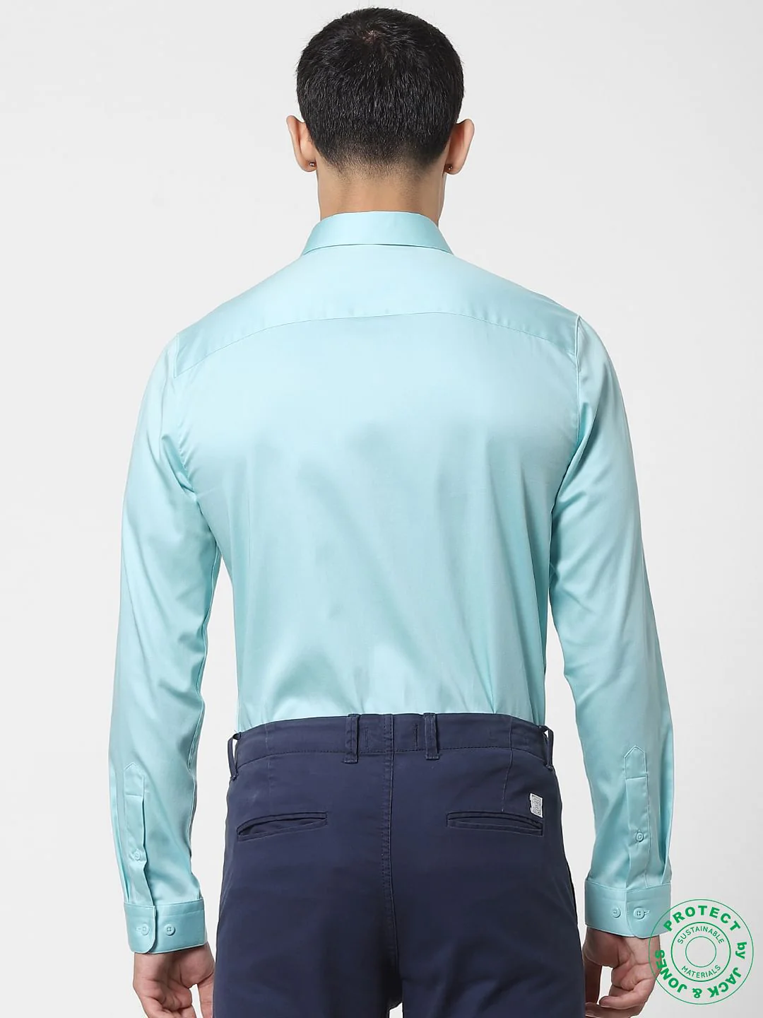 Turquoise Blue Full Sleeves Shirt - Image 4
