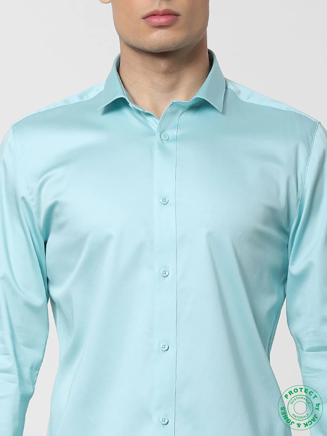 Turquoise Blue Full Sleeves Shirt - Image 5
