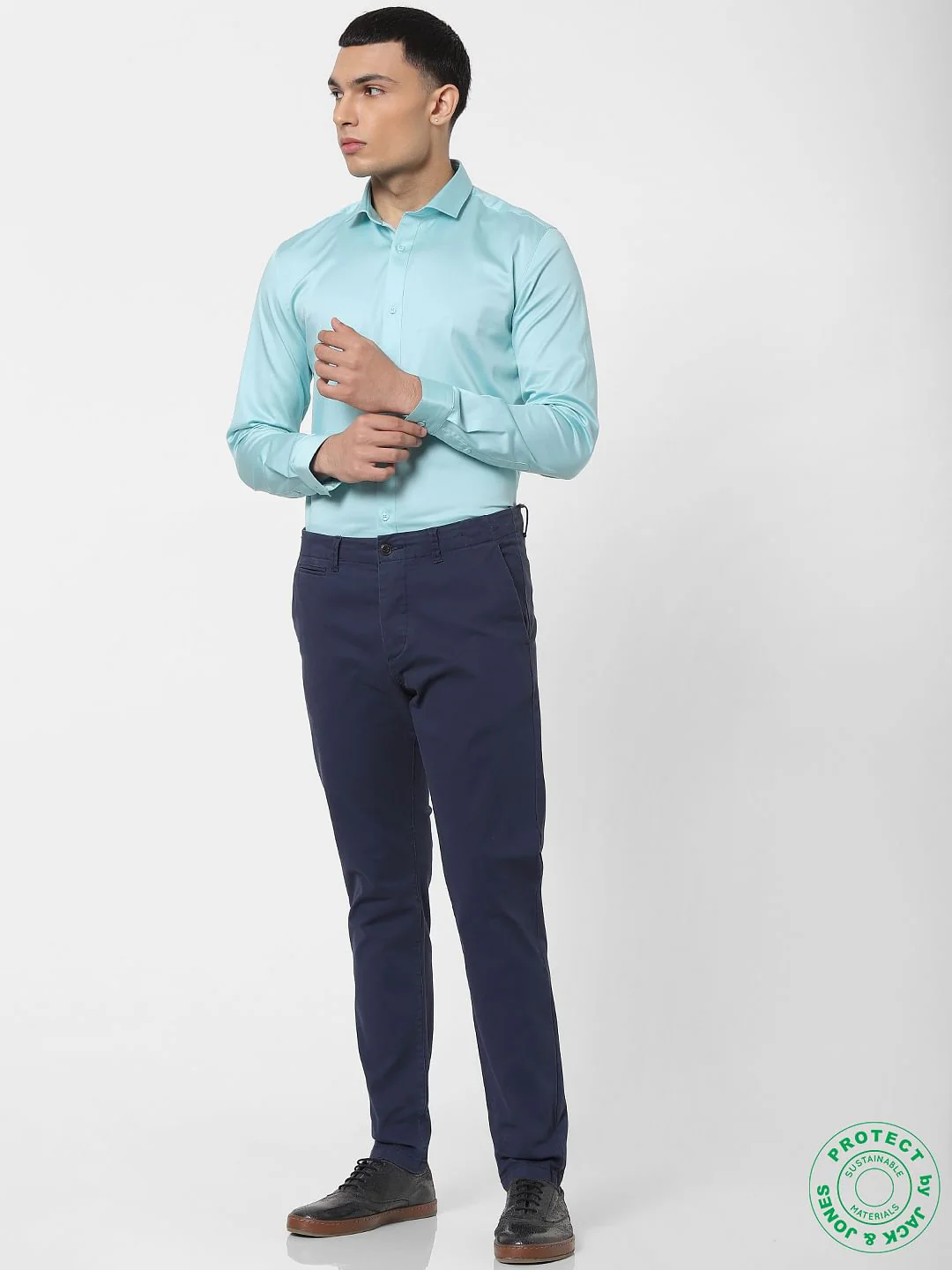 Turquoise Blue Full Sleeves Shirt - Image 6