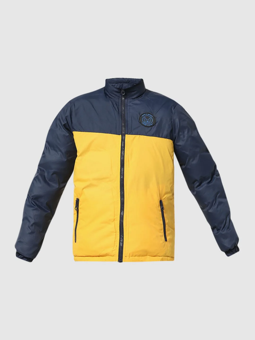 Navy Blue Printed Reversible Puffer Jacket - Image 9